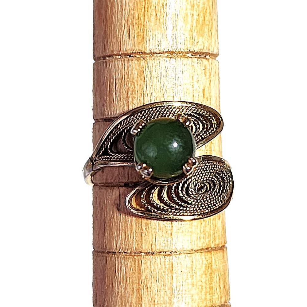 Vintage Sterling & Nephrite jade ring - please read carefully